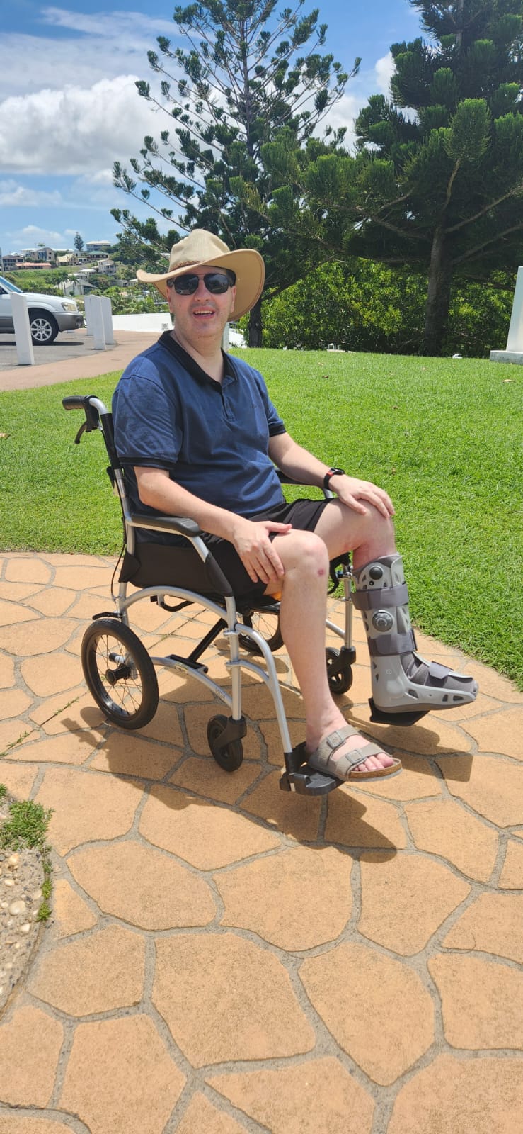 Man in wheelchair outdoors